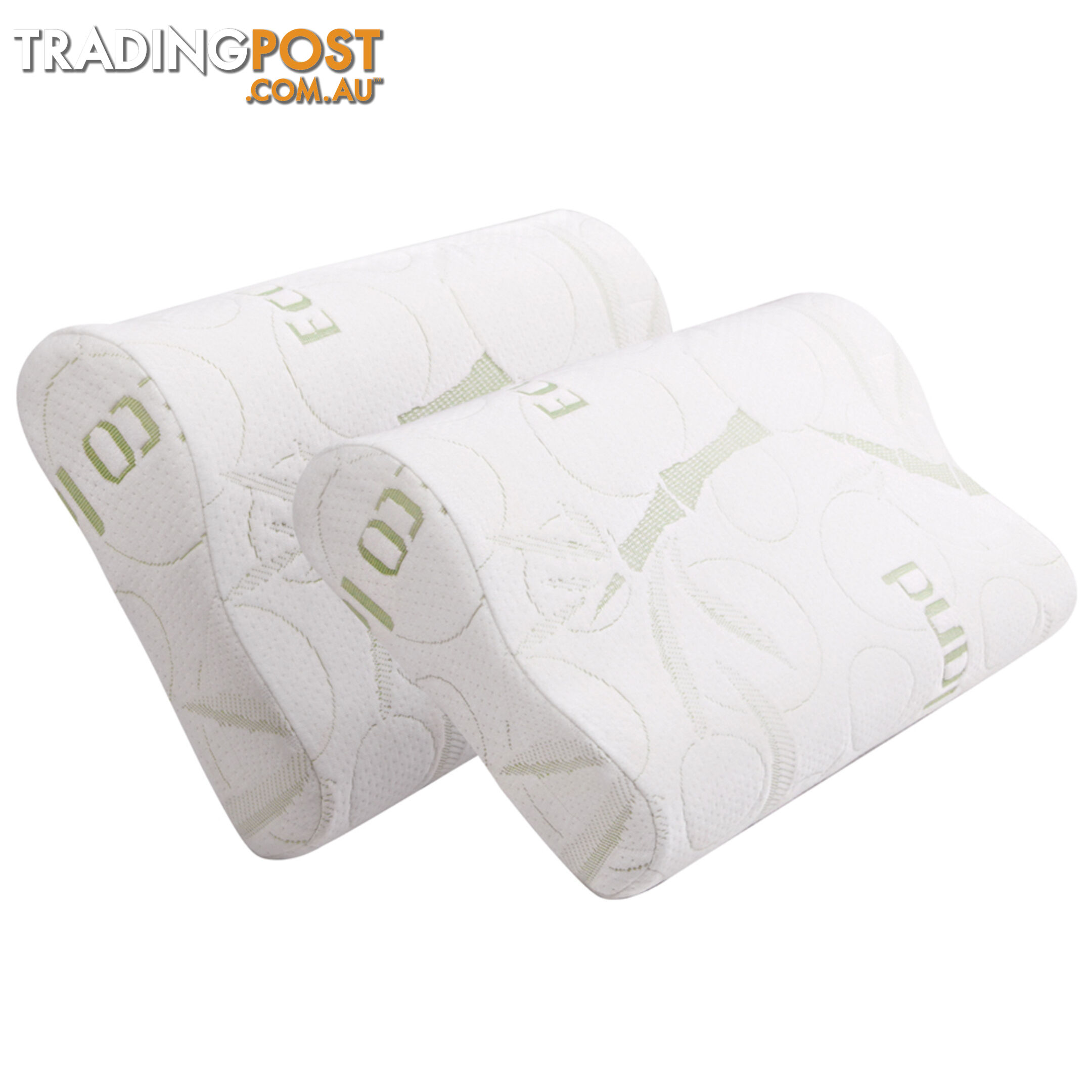 Set of 2 Bamboo Fabric Cover Contour Memory Foam Pillow 50 x 30 cm