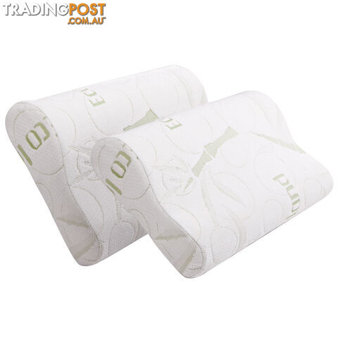 Set of 2 Bamboo Fabric Cover Contour Memory Foam Pillow 50 x 30 cm