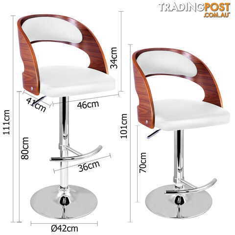 PU Leather Wooden Kitchen Bar Stool Padded Seat White - photo 2 of 9