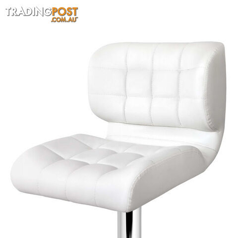 Set of 2 Leather Bar Stools - White