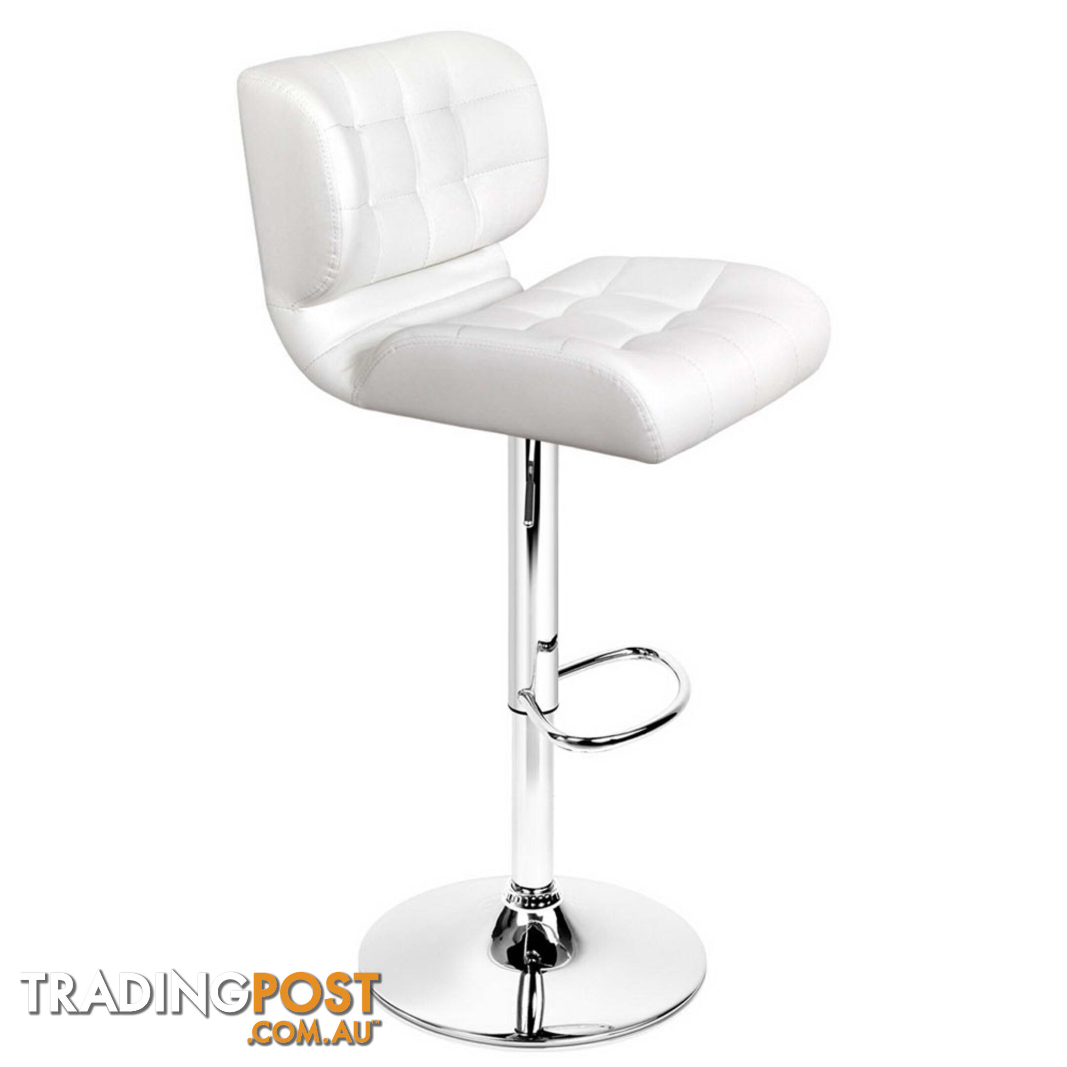 Set of 2 Leather Bar Stools - White