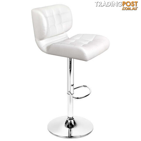 Set of 2 Leather Bar Stools - White