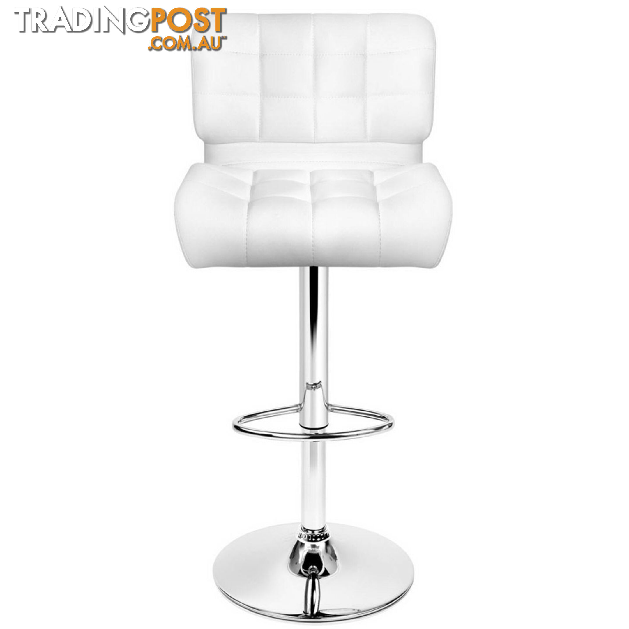 Set of 2 Leather Bar Stools - White