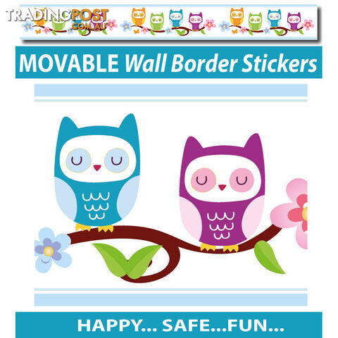 Cute Nursery Owl Wall Border Stickers - Totally Movable