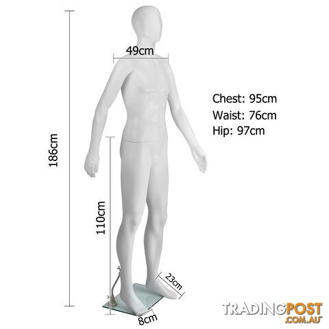 Full Body Male Mannequin Cloth Display Tailor Dressmaker White 186cm - photo 2 of 8