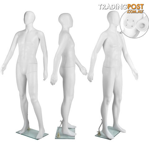 Full Body Male Mannequin Cloth Display Tailor Dressmaker White 186cm
