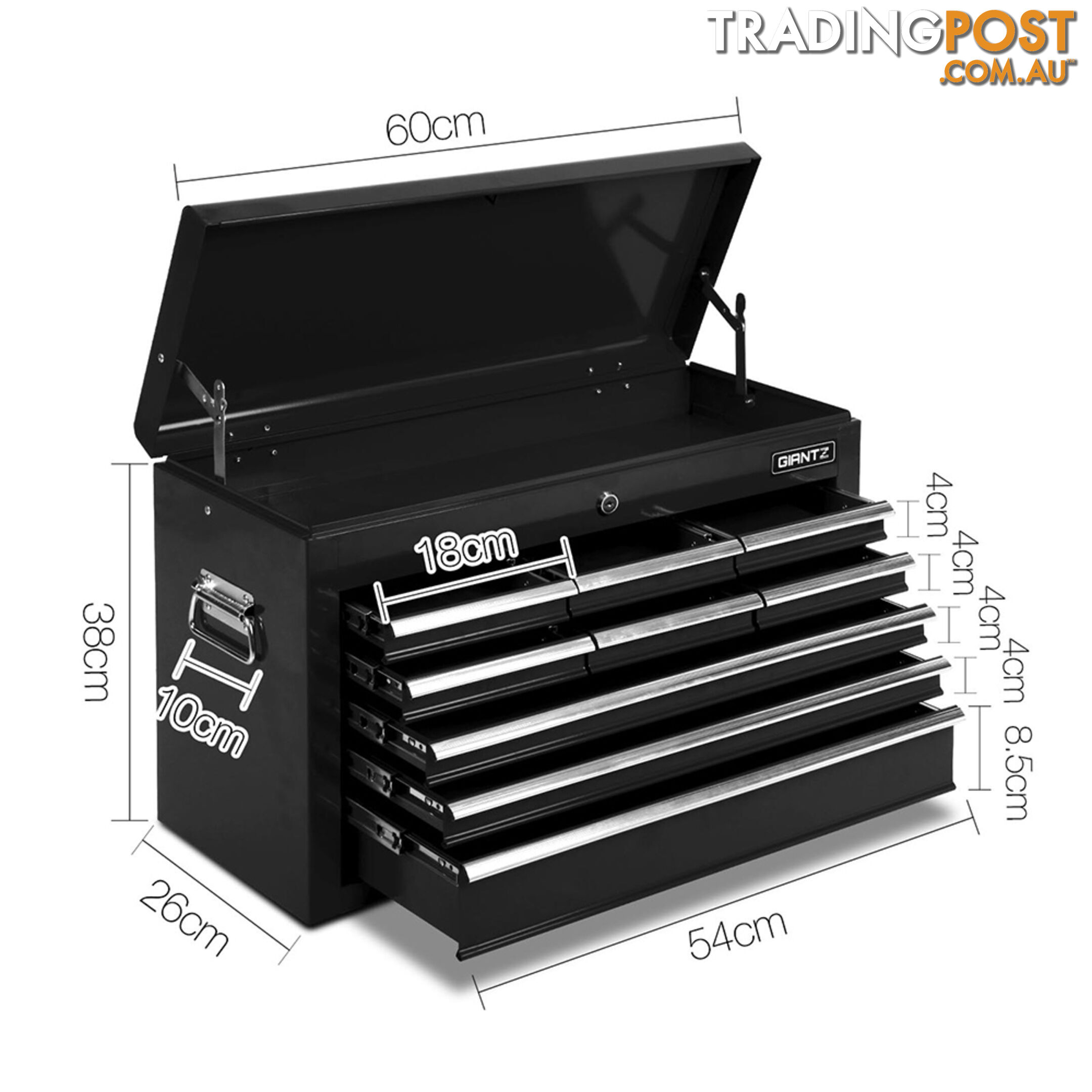 9 Drawers Tool Box Chest Black