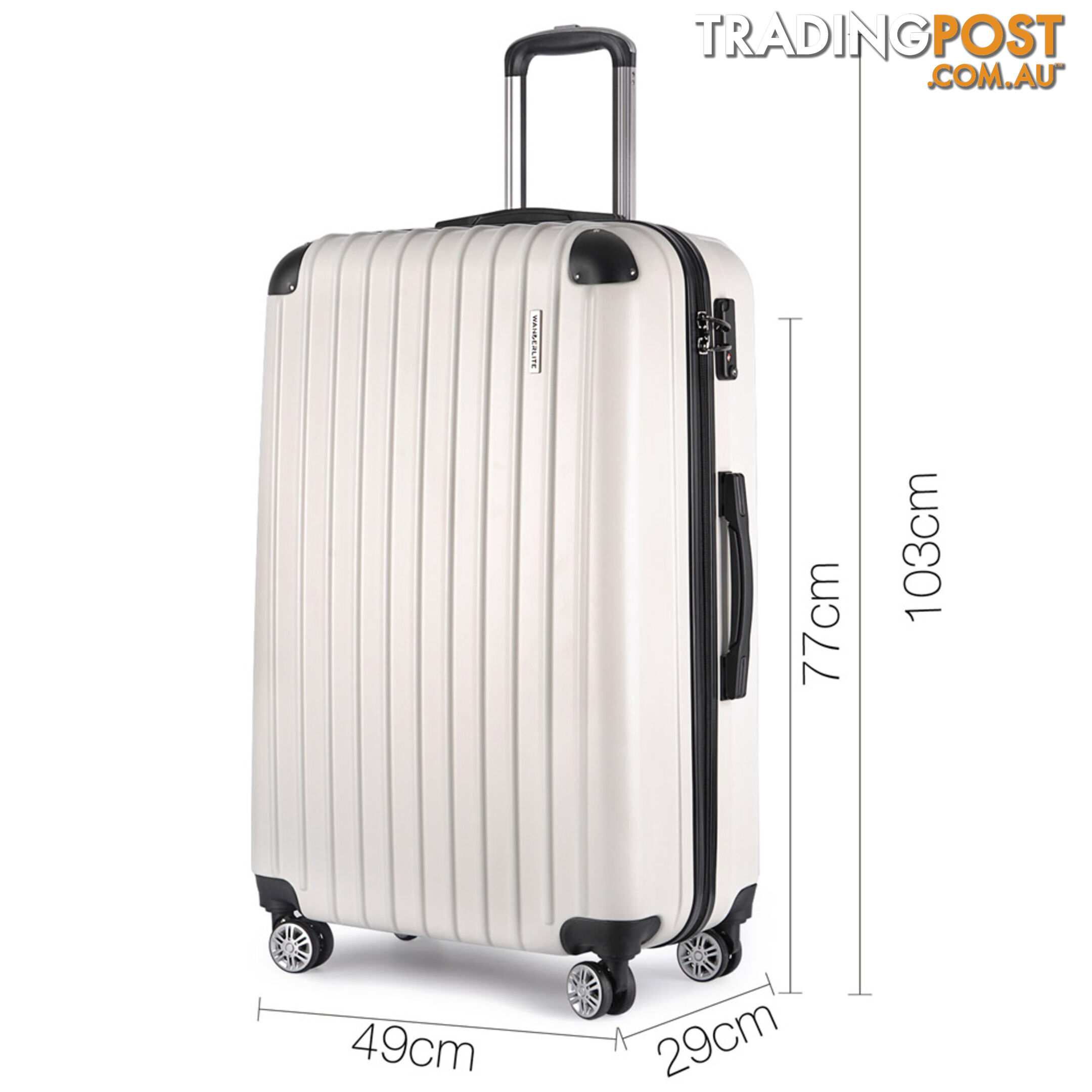 Set of 3 Hard Shell Travel Luggage with TSA Lock - White