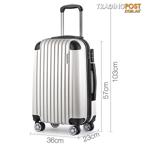 Set of 3 Hard Shell Travel Luggage with TSA Lock - White