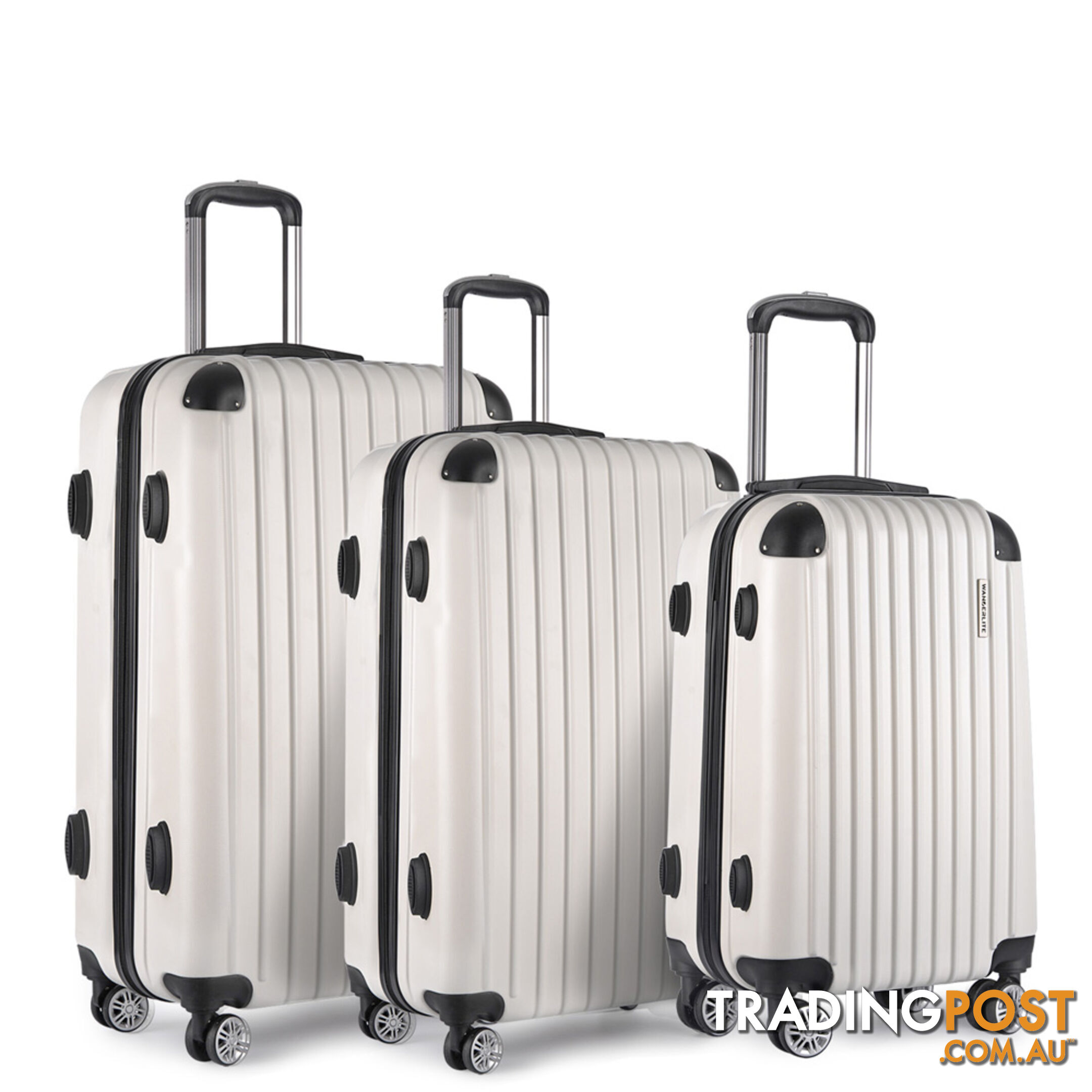 Set of 3 Hard Shell Travel Luggage with TSA Lock - White