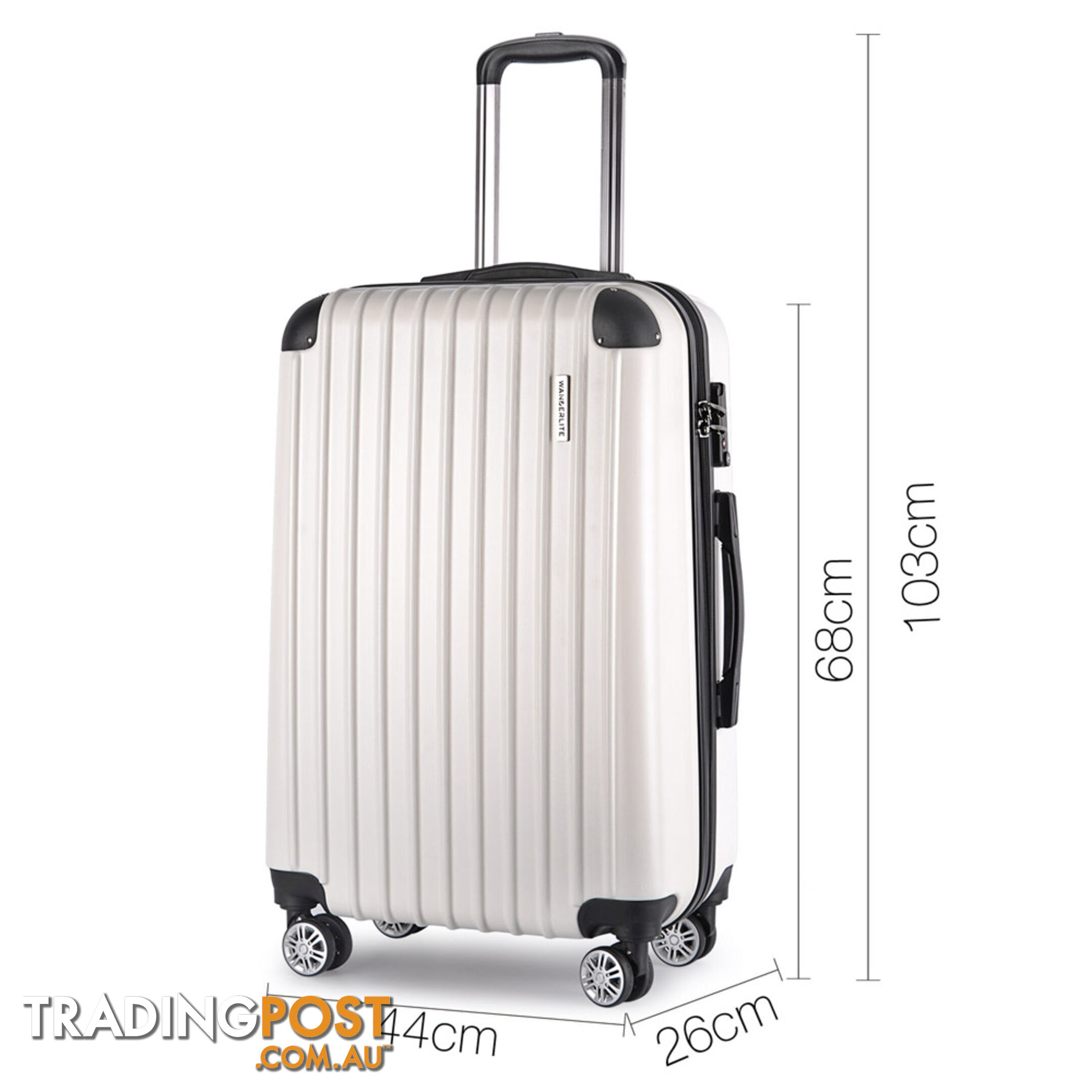 Set of 3 Hard Shell Travel Luggage with TSA Lock - White