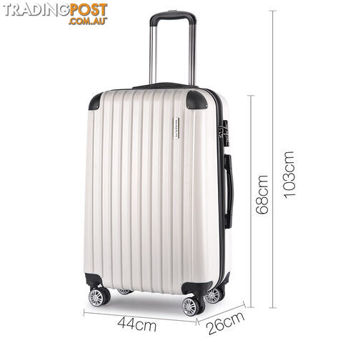 Set of 3 Hard Shell Travel Luggage with TSA Lock - White