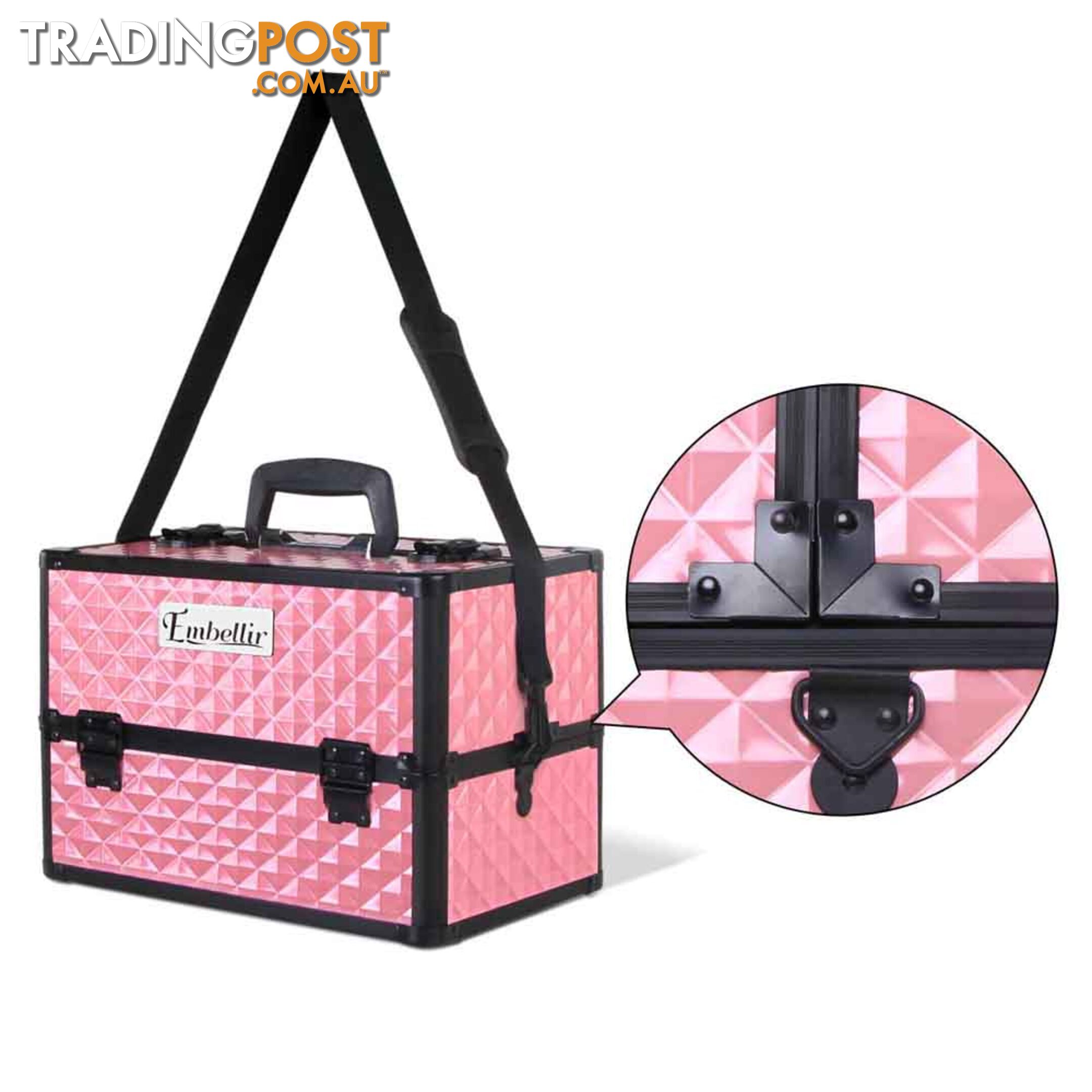 Portable Cosmetic Beauty Make Up Carry Case Box Pink