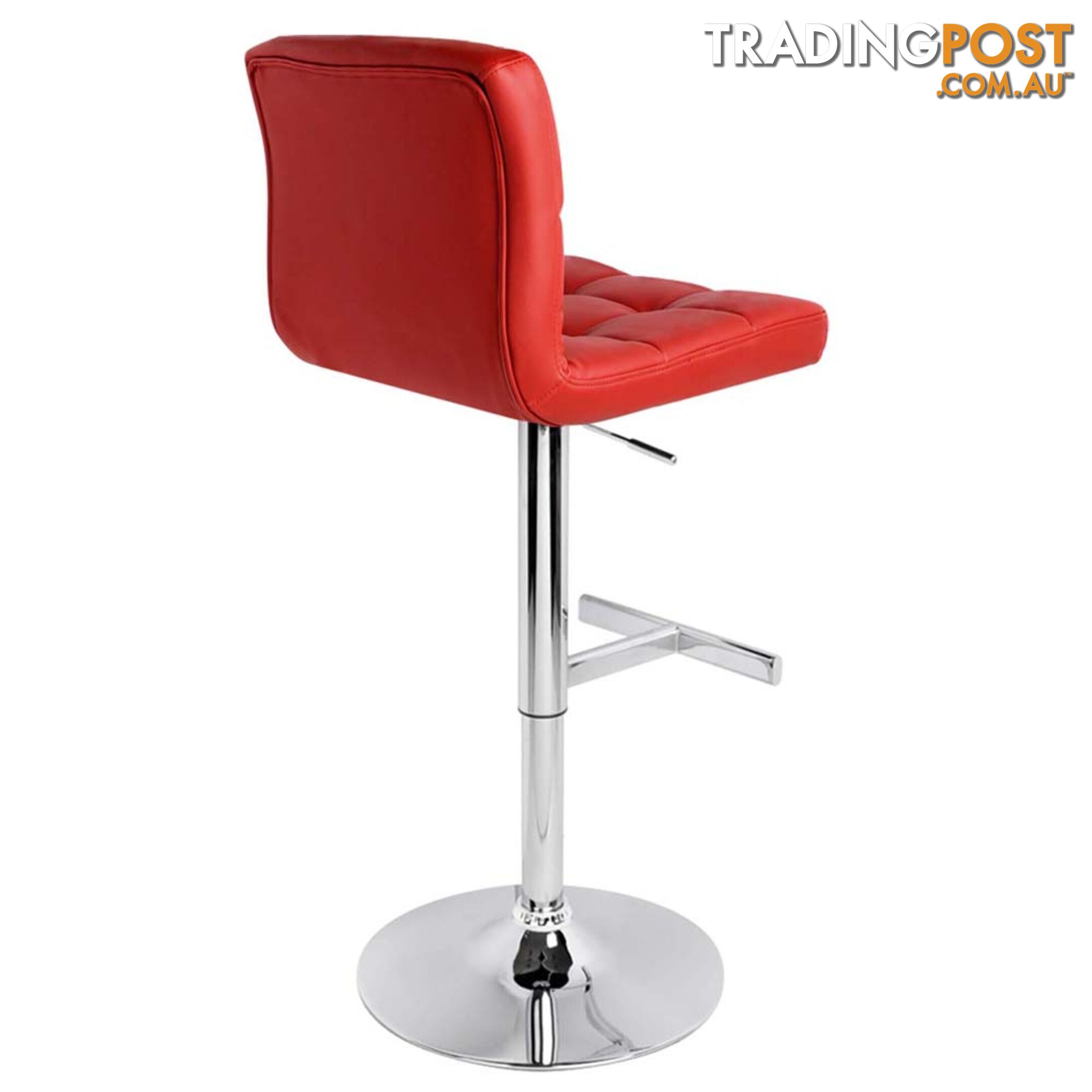 Set of 2 PU Leather Kitchen Bar Stool Red