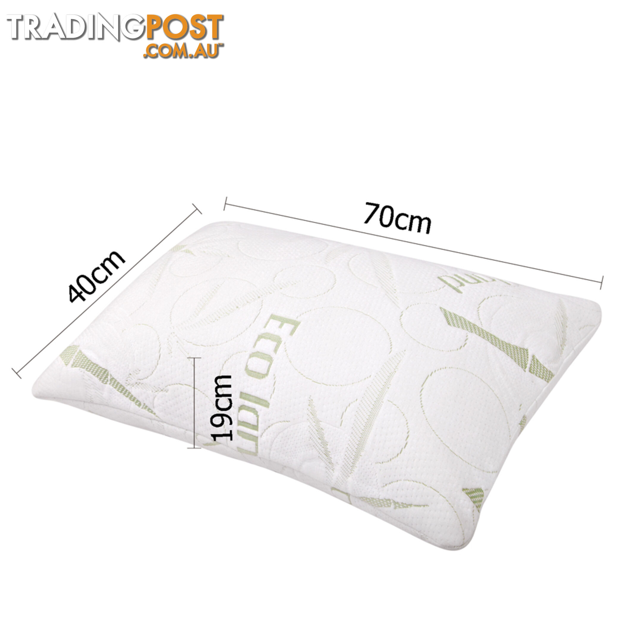 Set of 2 Bamboo Fabric Cover Shredded Memory Foam Pillow 70 x 40 cm