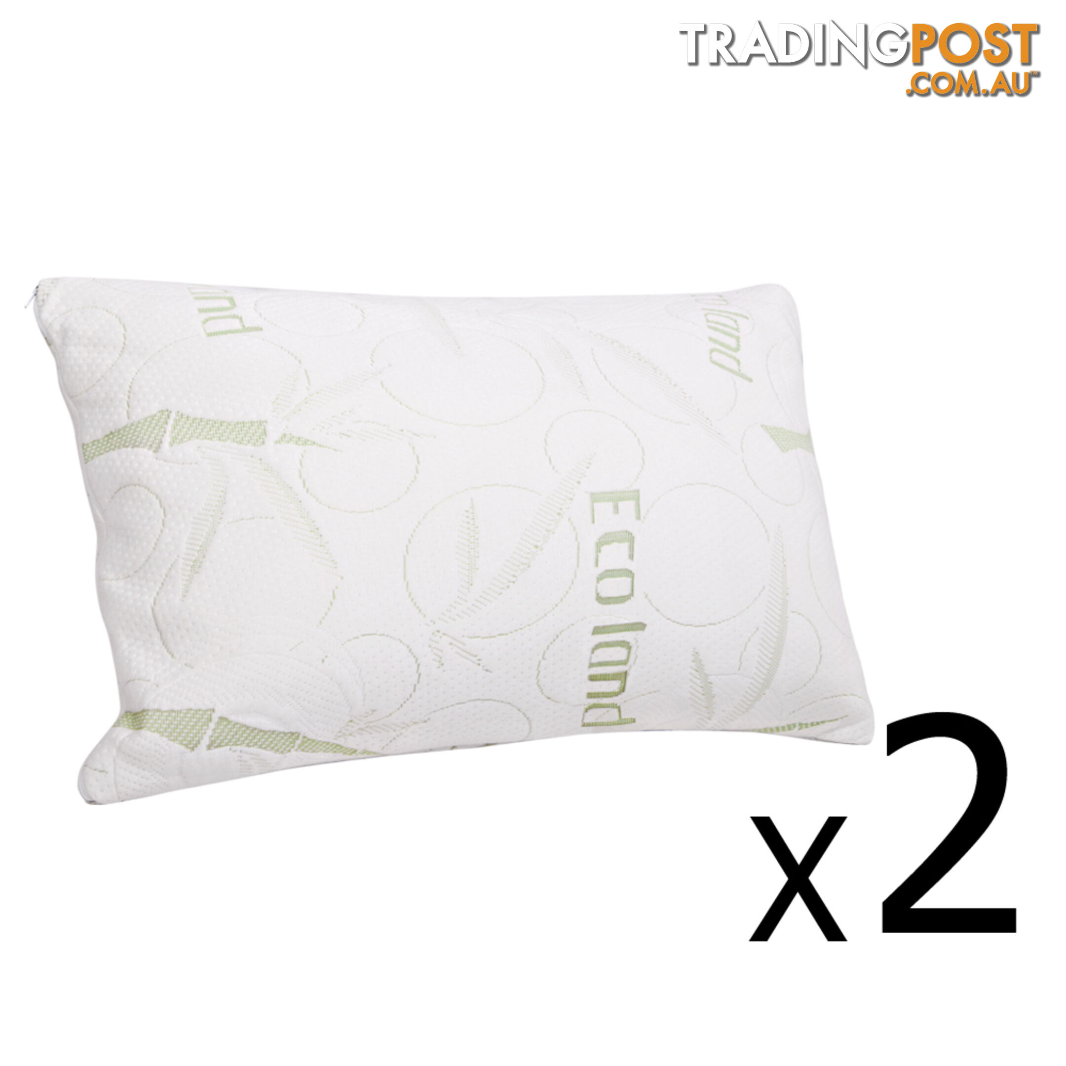 Set of 2 Bamboo Fabric Cover Shredded Memory Foam Pillow 70 x 40 cm