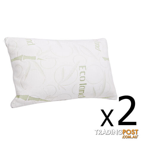 Set of 2 Bamboo Fabric Cover Shredded Memory Foam Pillow 70 x 40 cm
