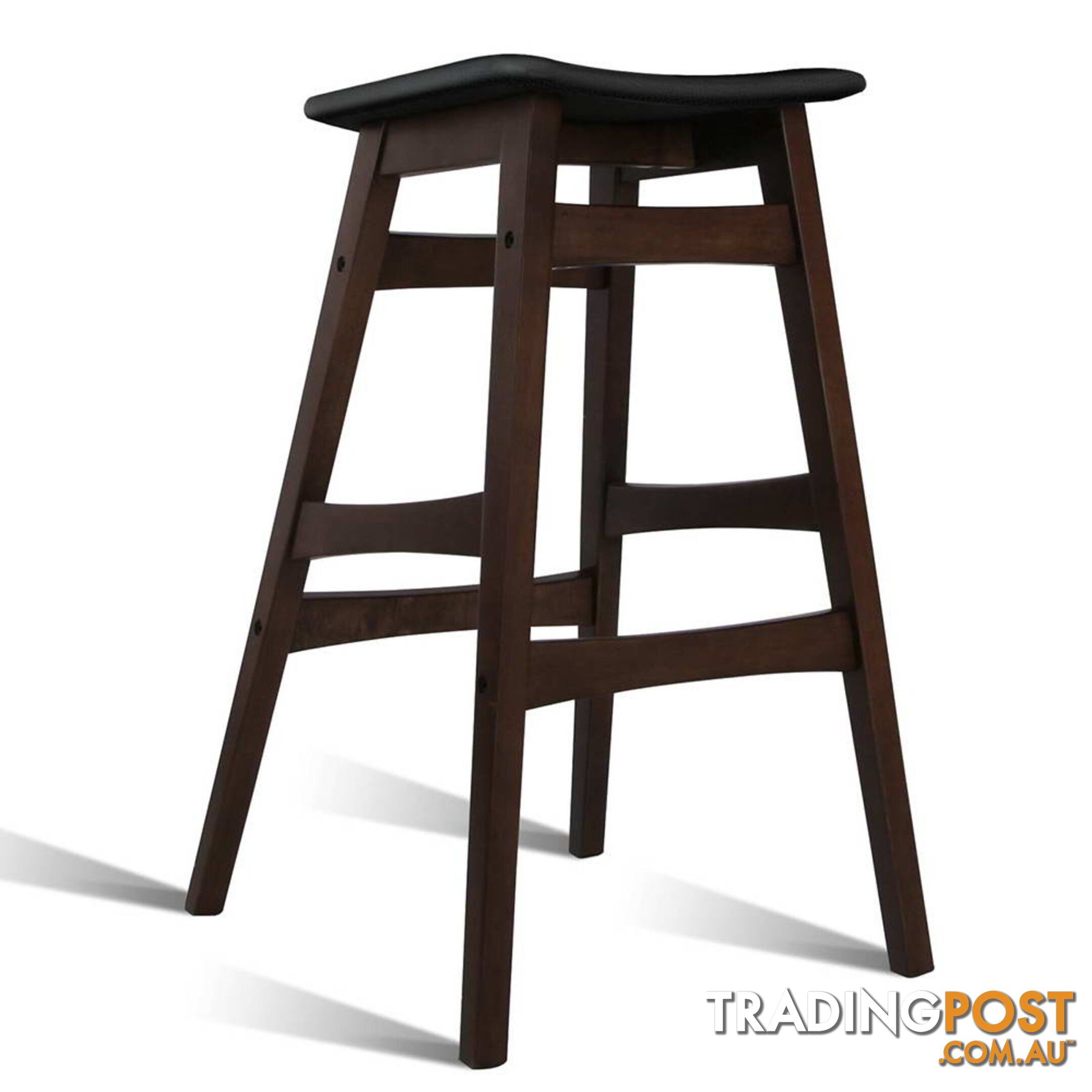 Sert of 2 Rubberwood Bar Stools - Black