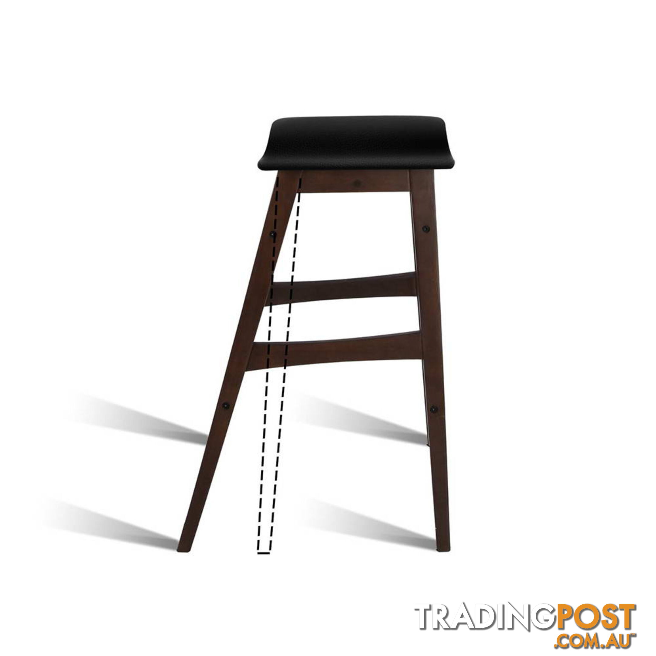 Sert of 2 Rubberwood Bar Stools - Black