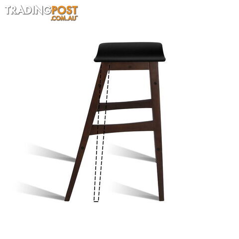 Sert of 2 Rubberwood Bar Stools - Black