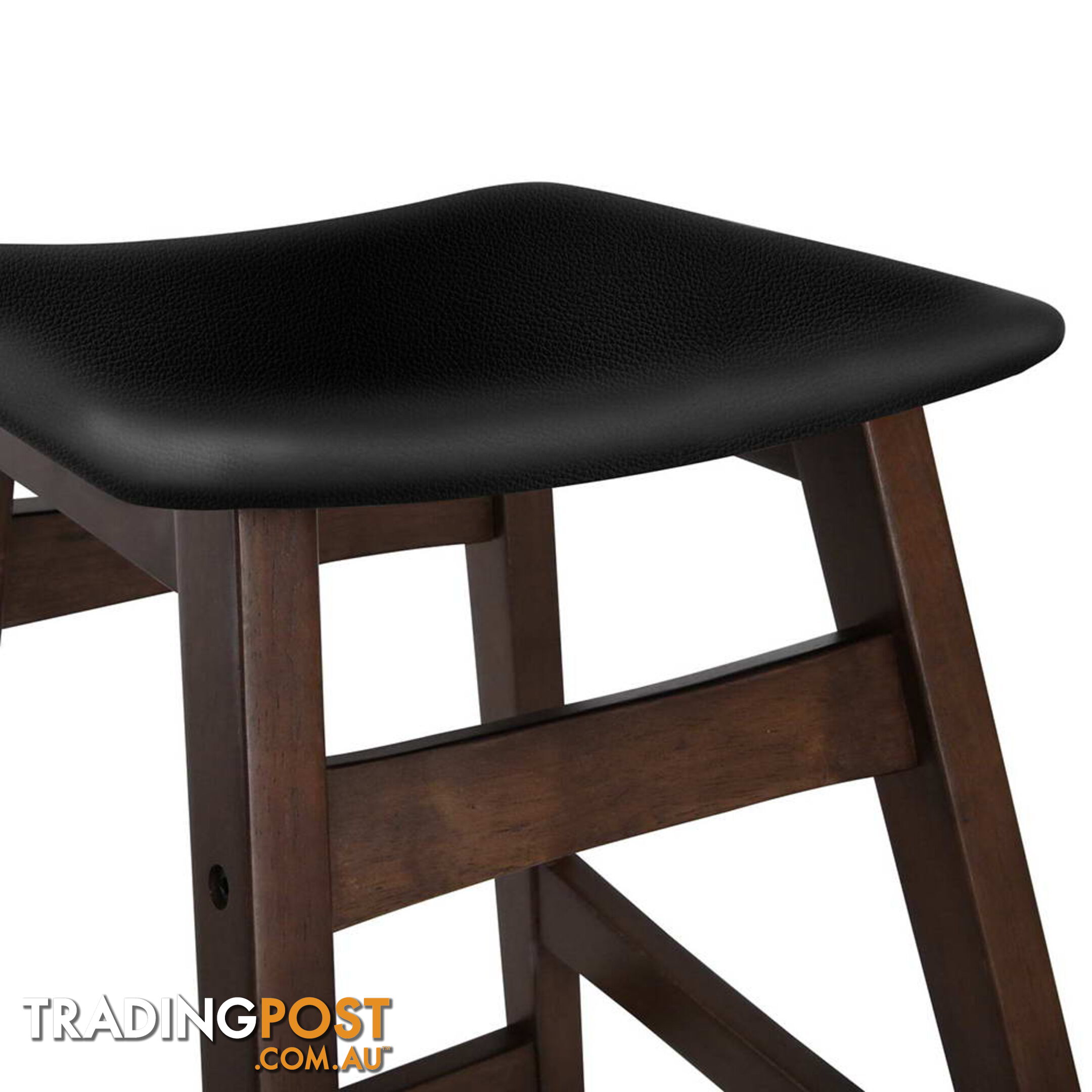 Sert of 2 Rubberwood Bar Stools - Black