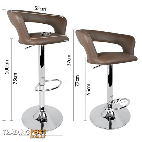 Set of 2 PU Leather Kitchen Bar Stool Taupe - photo 2 of 9