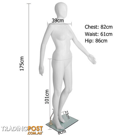 Full Body Female Mannequin Cloth Display Tailor Dressmaker Egg Head White 175cm - photo 2 of 8