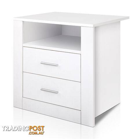 Anti-Scratch Bedside Table 2 Drawers - White - photo 4 of 8
