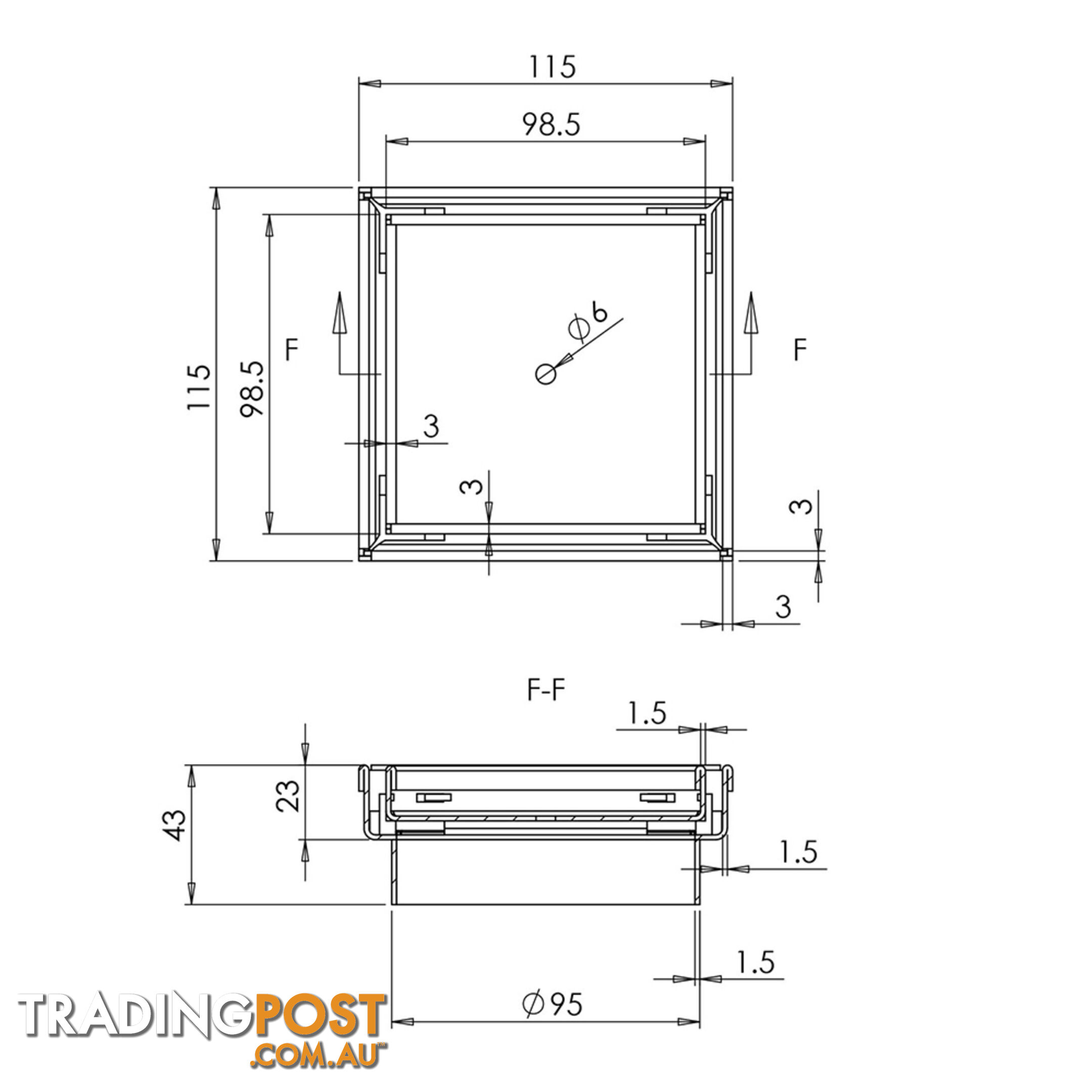 Set of 2 Square Stainless Steel Shower Grate Drain Floor Bathroom 95mm