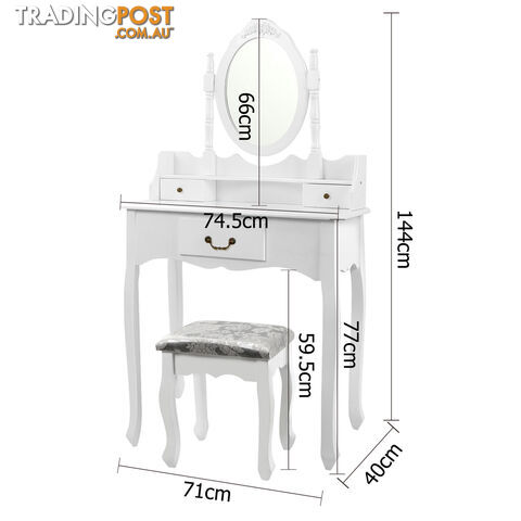 3 Drawer Dressing Table w/ Mirror White