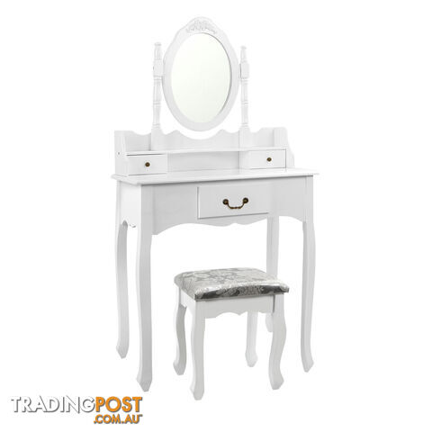 3 Drawer Dressing Table w/ Mirror White