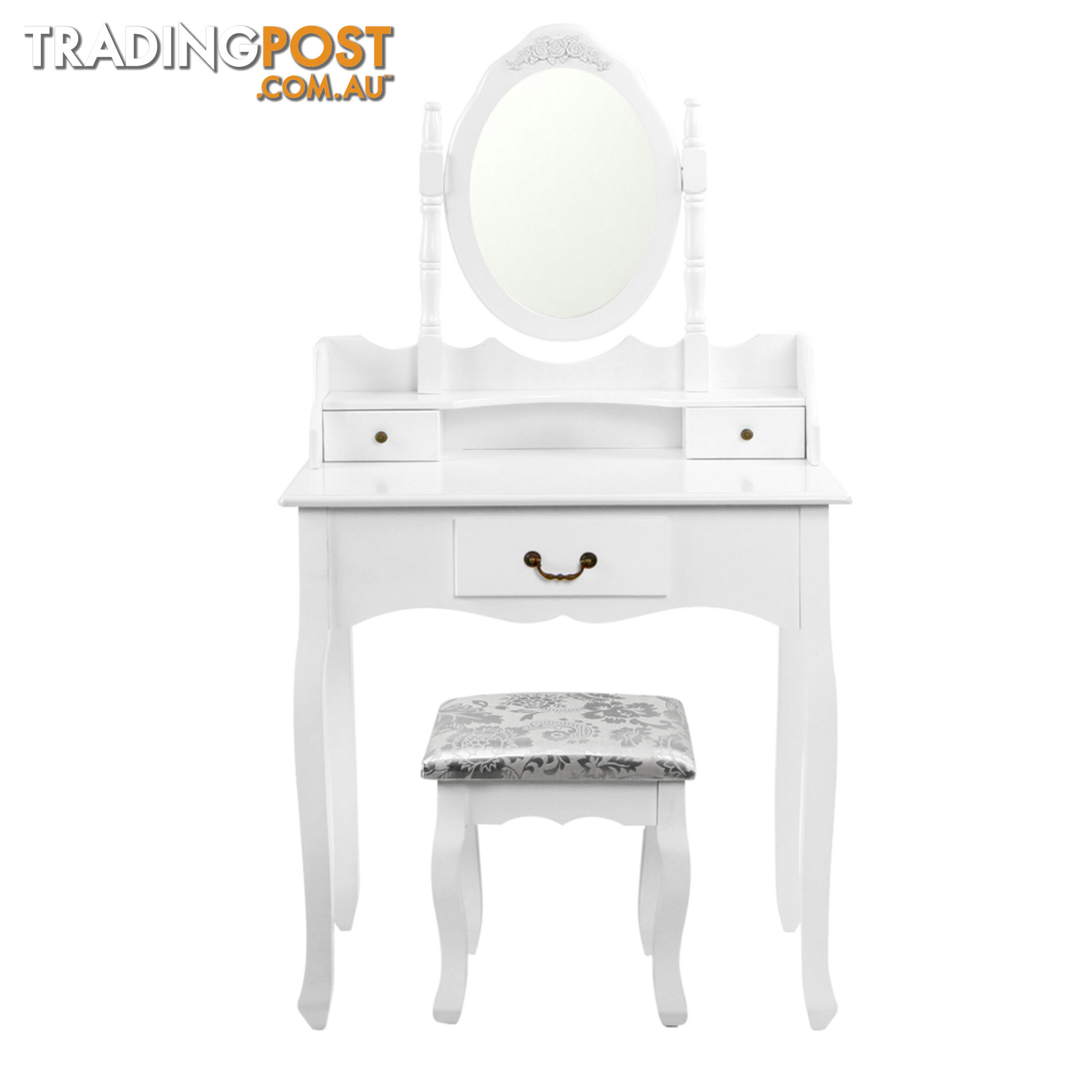 3 Drawer Dressing Table w/ Mirror White