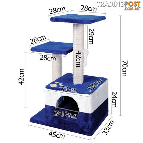 Cat Scratching Poles Post Furniture Tree House Blue