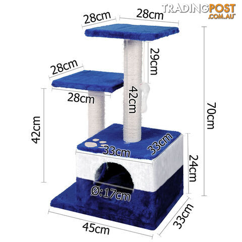 Cat Scratching Poles Post Furniture Tree House Blue