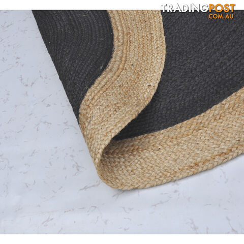 Jute Round Black Rug Black & Natural 120x120cm