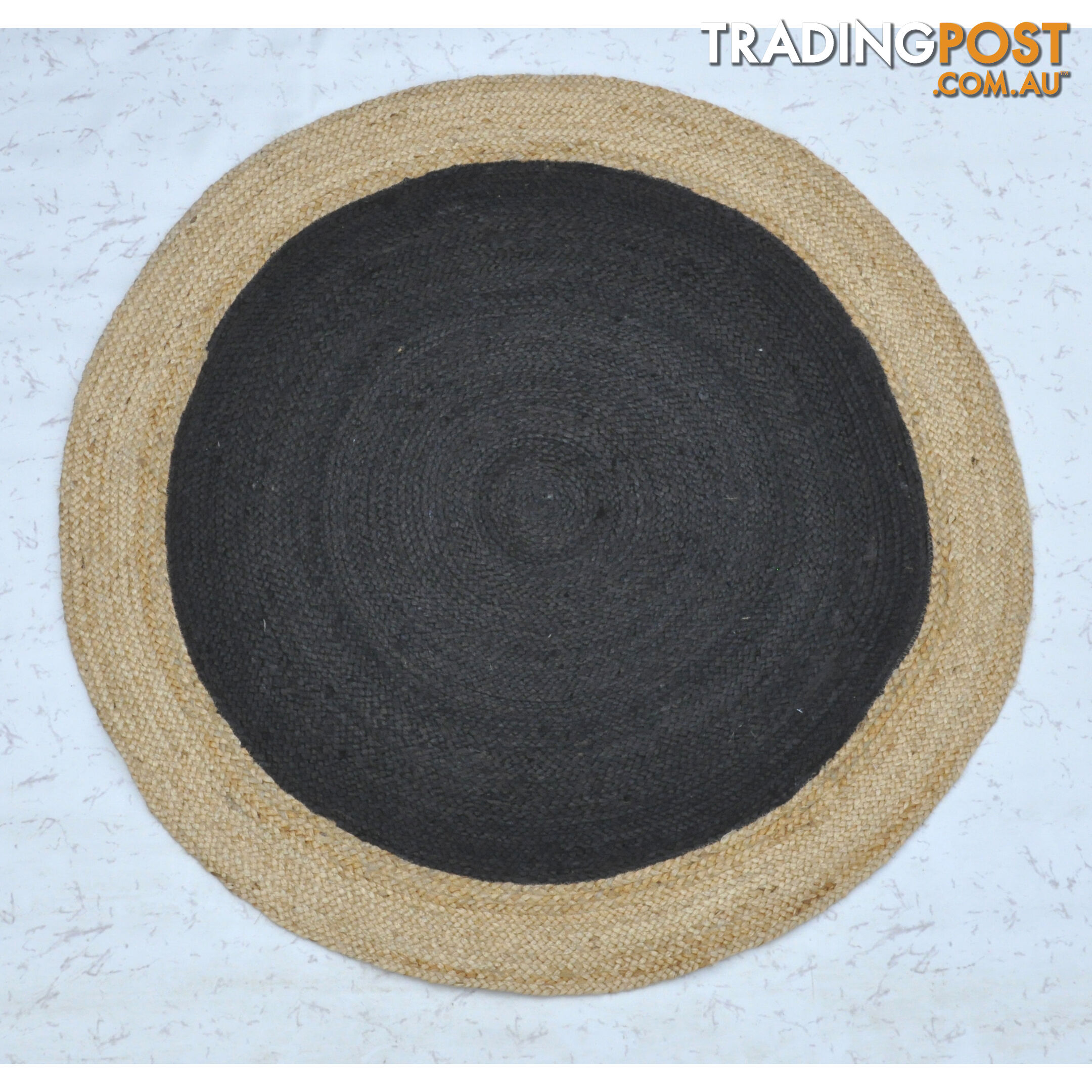 Jute Round Black Rug Black & Natural 120x120cm