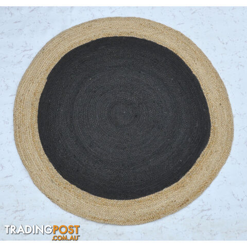 Jute Round Black Rug Black & Natural 120x120cm