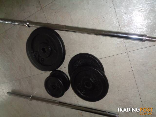 24kg Dumbell Weight plates bars set in box-as new condition - photo 4 of 5