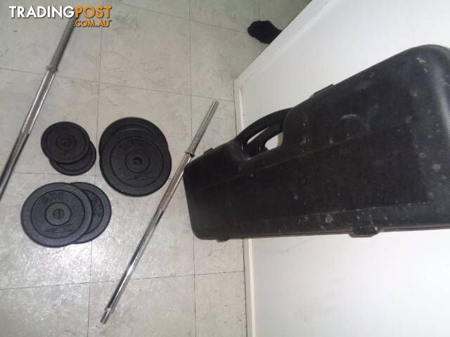 24kg Dumbell Weight plates bars set in box-as new condition - photo 3 of 5