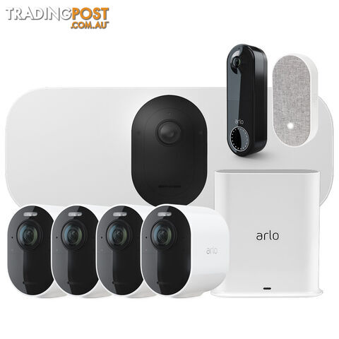 Arlo Ultimate Bundle - Arlo Ultra 4 pack + Doorbell + Floodlight camera + Arlo Hub