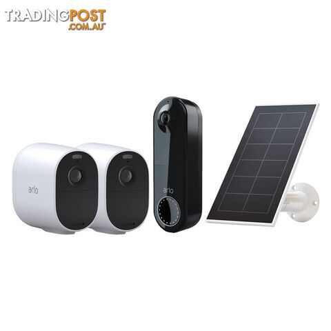 Arlo Small House Bundle - Essential Spotlight Camera + Essential Doorbell + Solar Pannel