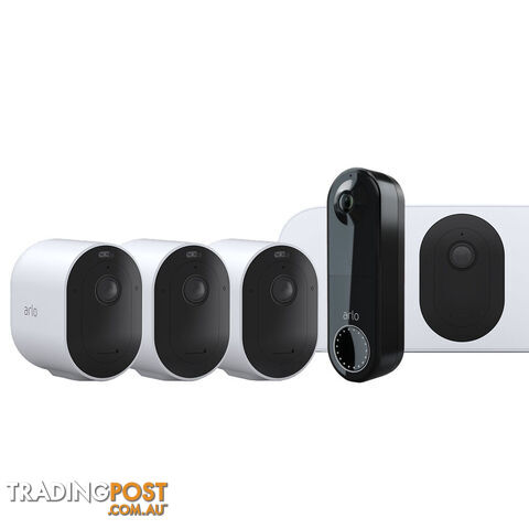 Arlo Mid-to-Large Home Bundle - Arlo Pro 4 + Doorbell + Floodlight camera