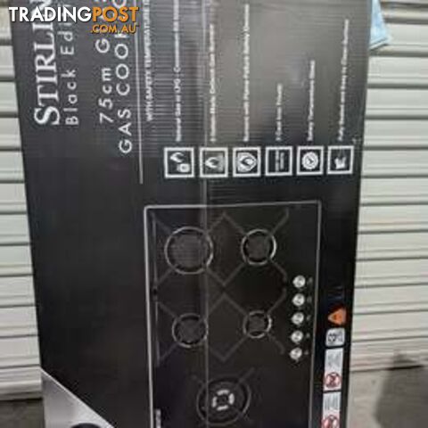 Stirling black edition 75cm glass gas cooktop