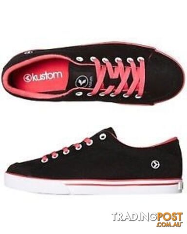 KUSTOM GIRLS BLACK SHIMMER HOT PINK LIMITED EDITION CASUAL SHOES