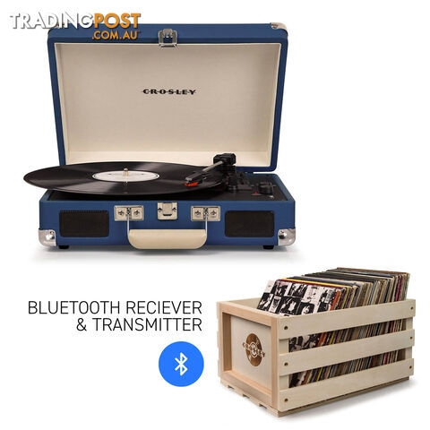 Crosley Cruiser Blue - Bluetooth Turntable & Record Storage Crate - 2080221203488 - Crosley - 2080221203488