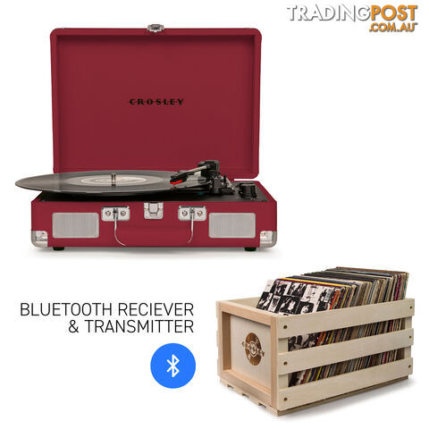 Crosley Cruiser Burgundy - Bluetooth Turntable & Record Storage Crate - 2080221203501 - Crosley - 2080221203501