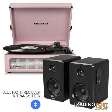 Crosley Voyager Bluetooth Portable Turntable - Amethyst + Bundled Majority D40 Bluetooth Speakers - Black - 782706323026 - Crosley - 782706323026