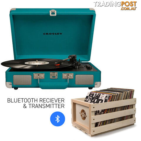 Crosley Cruiser Teal - Bluetooth Turntable & Record Storage Crate - 2080221203563 - Crosley - 2080221203563