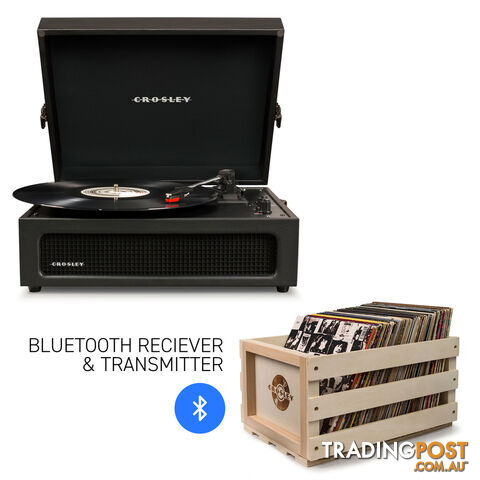 Crosley Voyager Black - Bluetooth Portable Turntable  & Record Storage Crate - 2080221203709 - Crosley - 2080221203709