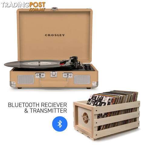 Crosley Cruiser Light Tan - Bluetooth Turntable & Record Storage Crate - 2080221203532 - Crosley - 2080221203532